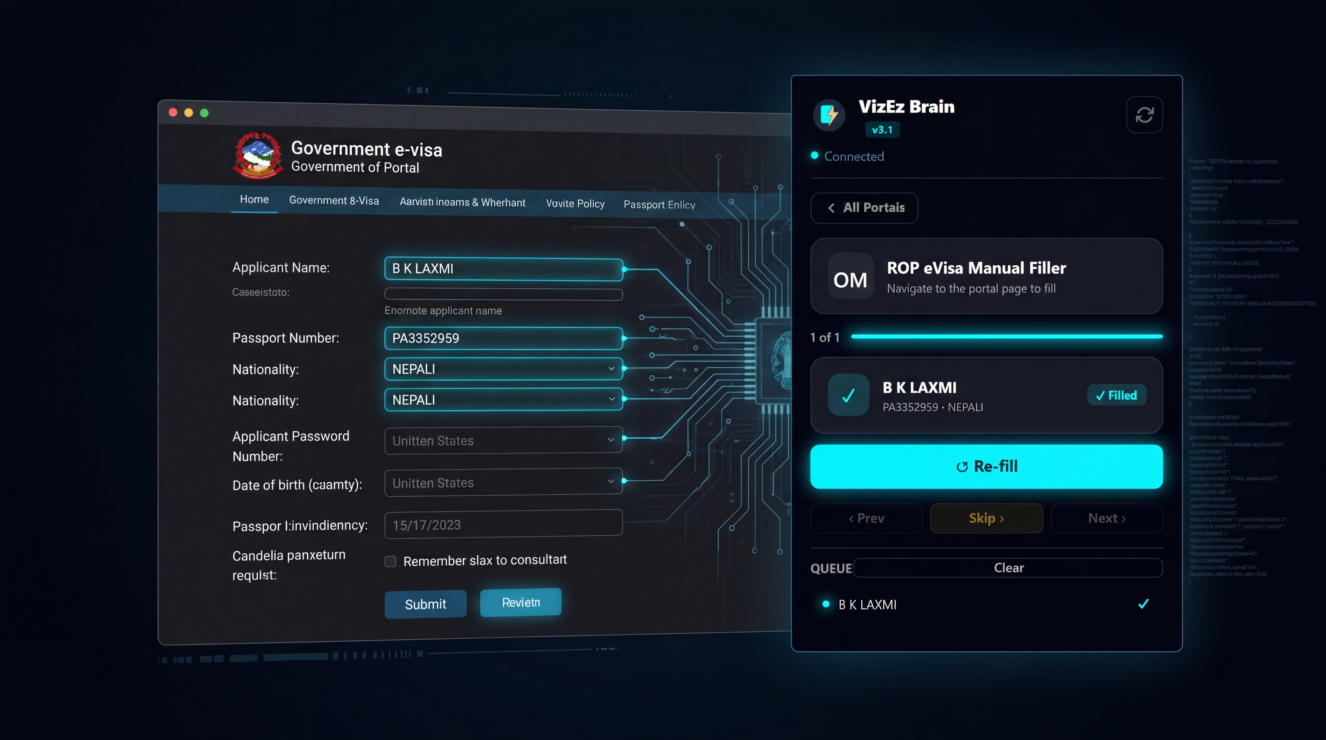 VizEz Brain — Adaptive portal automation engine